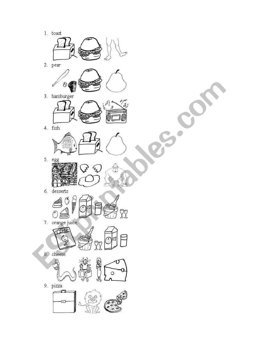 FOOD worksheet
