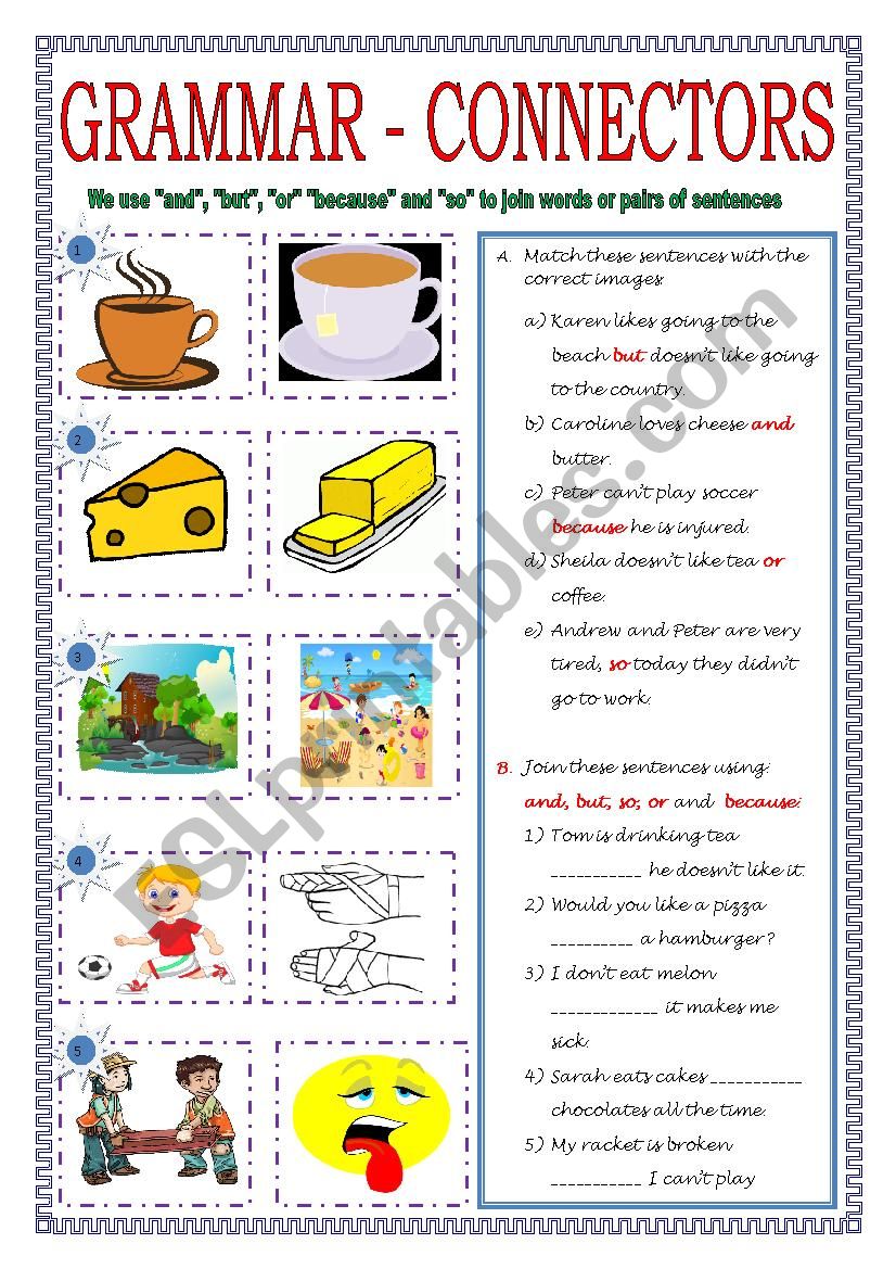 CONNECTORS worksheet