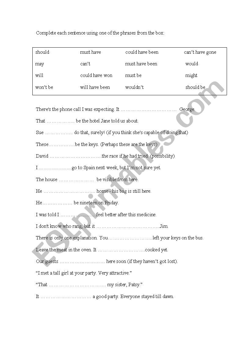 Modal verbs of deduction and prediction