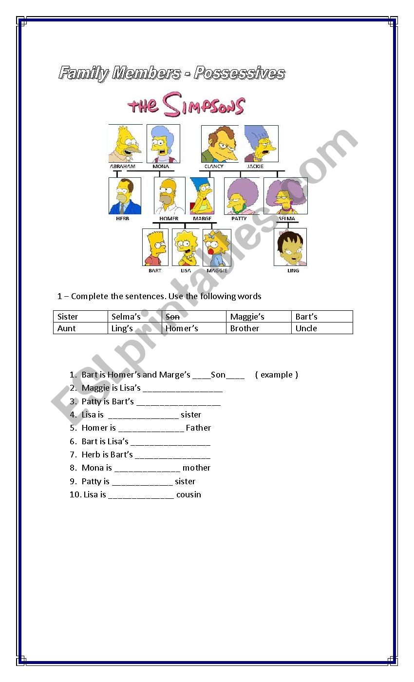 Possessives Adjectives worksheet