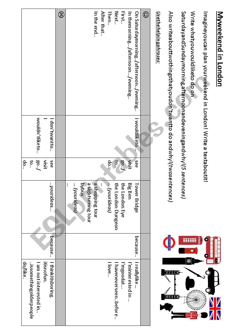 Writing-My weekend in London worksheet