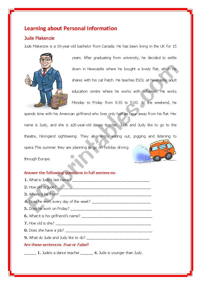 Who is Jude Makenzie? worksheet