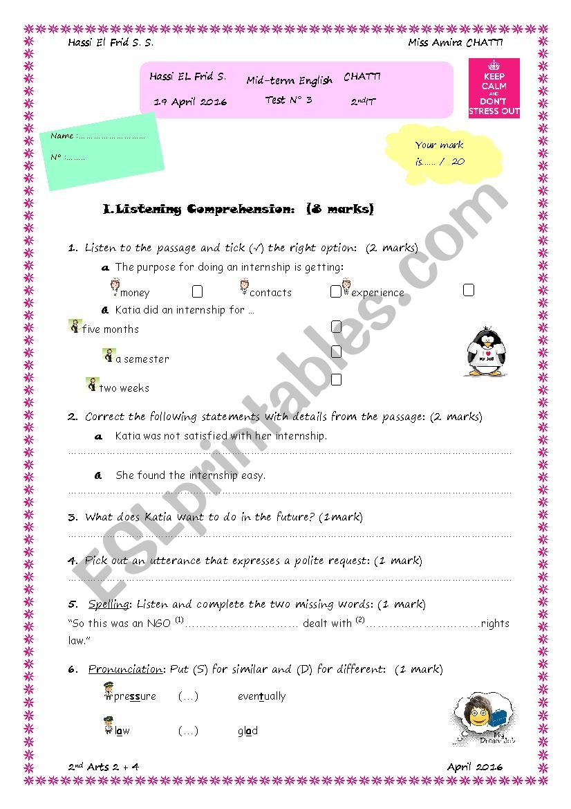 Mid-term English Test N 3 IT/Sc