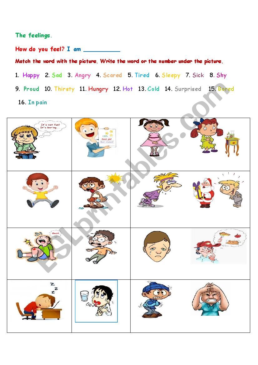 Feelings worksheet