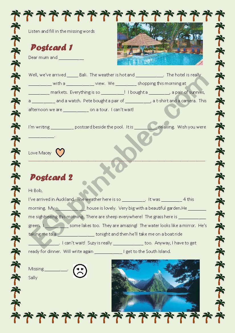Postcard Template worksheet