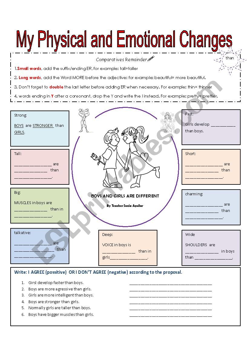 COMPARATIVES USING PHYSICAL /EMOTIONAL CHANGES IN BOYS AND GIRLS