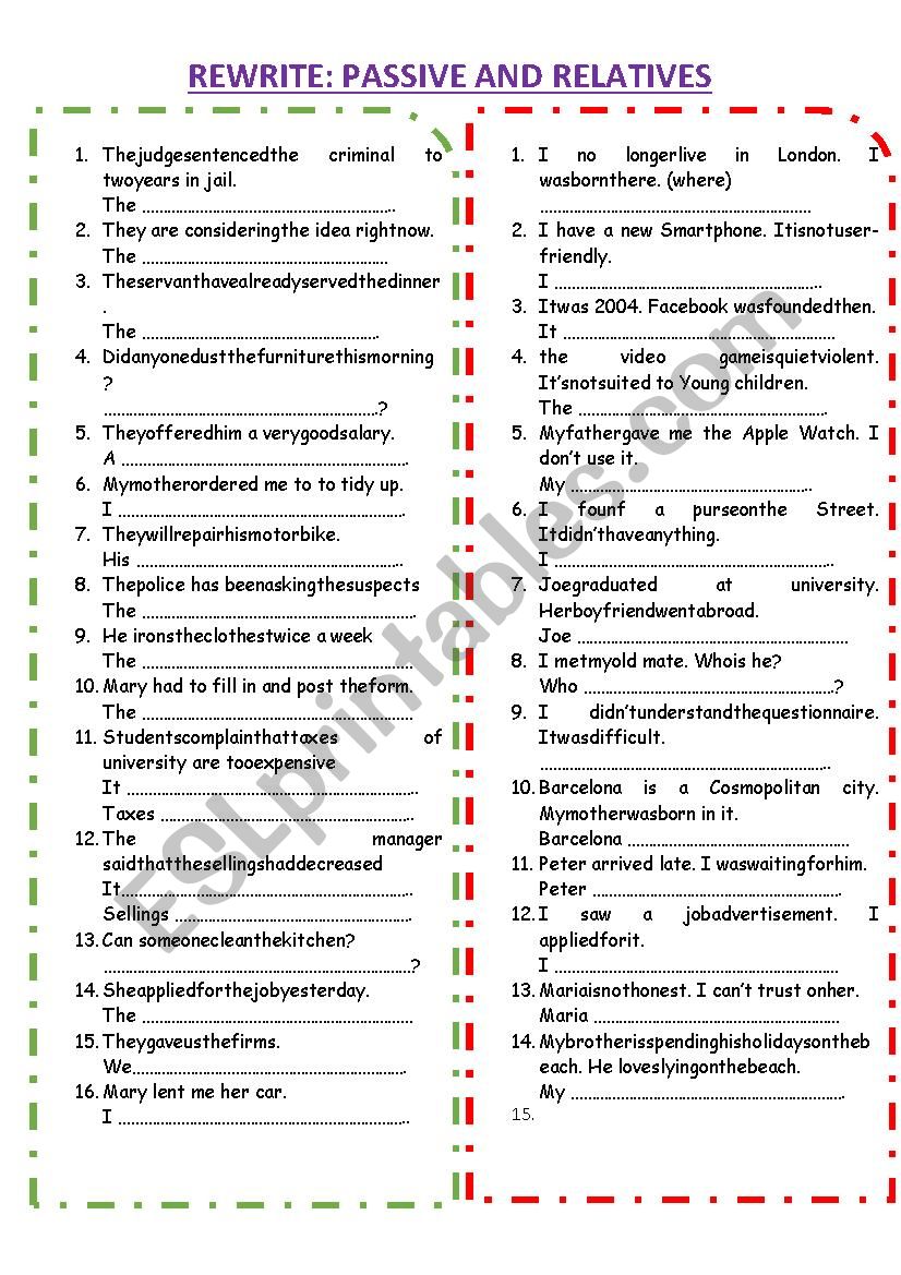 REWRITE: PASSIVES AND CONDITIONALS