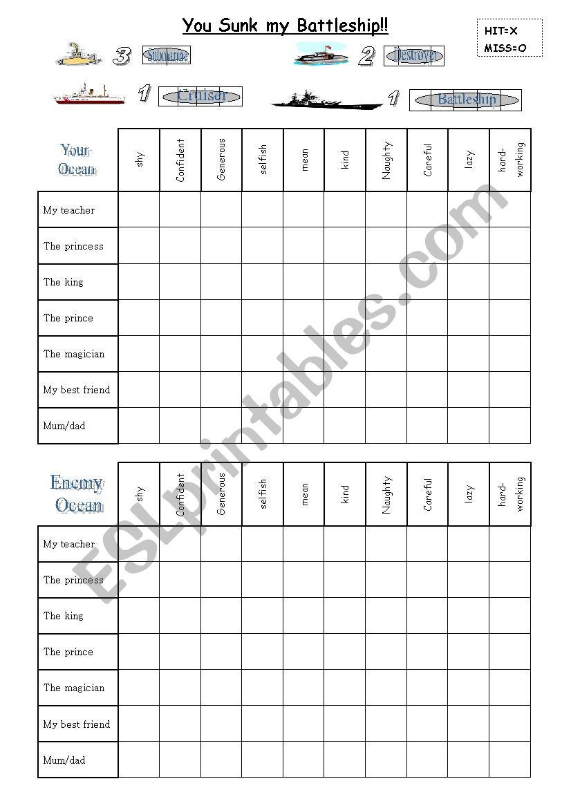 Comparatives and Superlatives Battle Ship