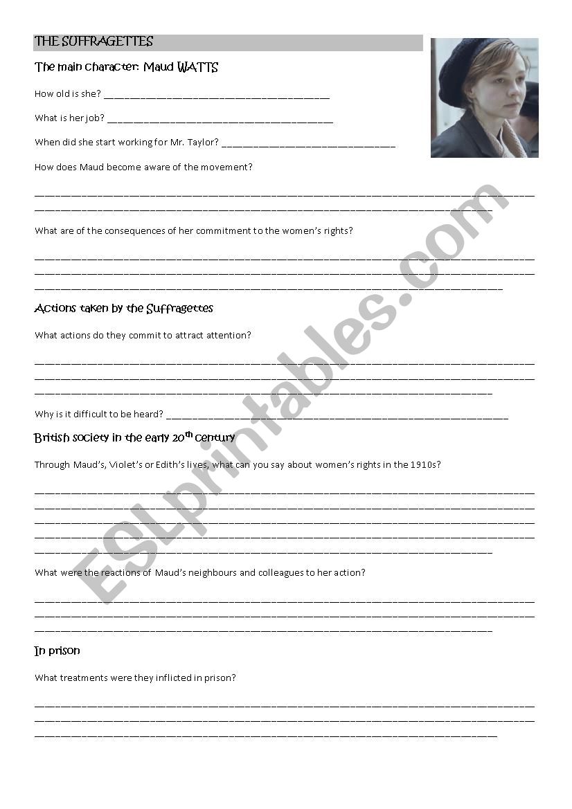 The Suffragettes film worksheet