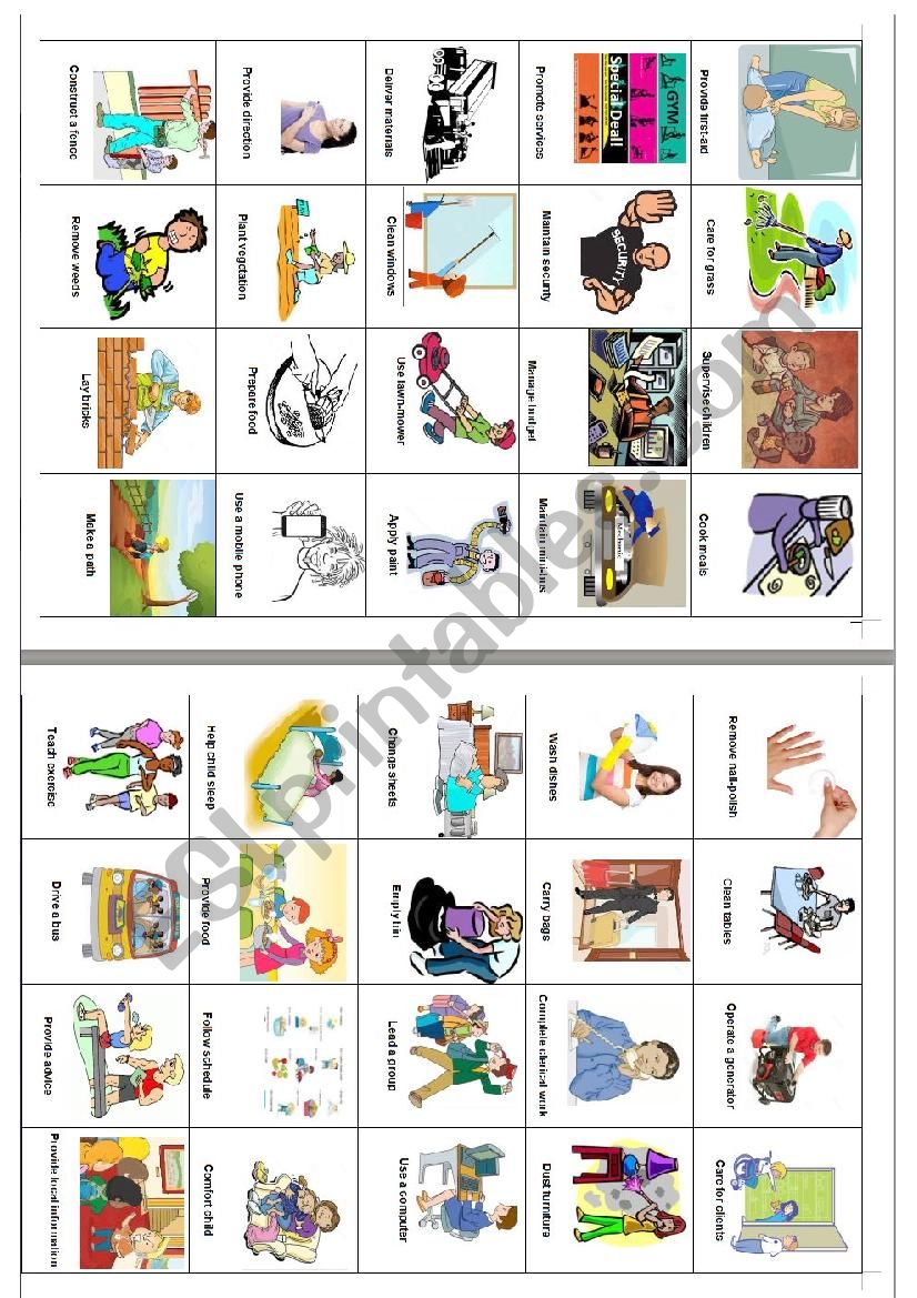 Vocational Verb Pics Part 1 worksheet