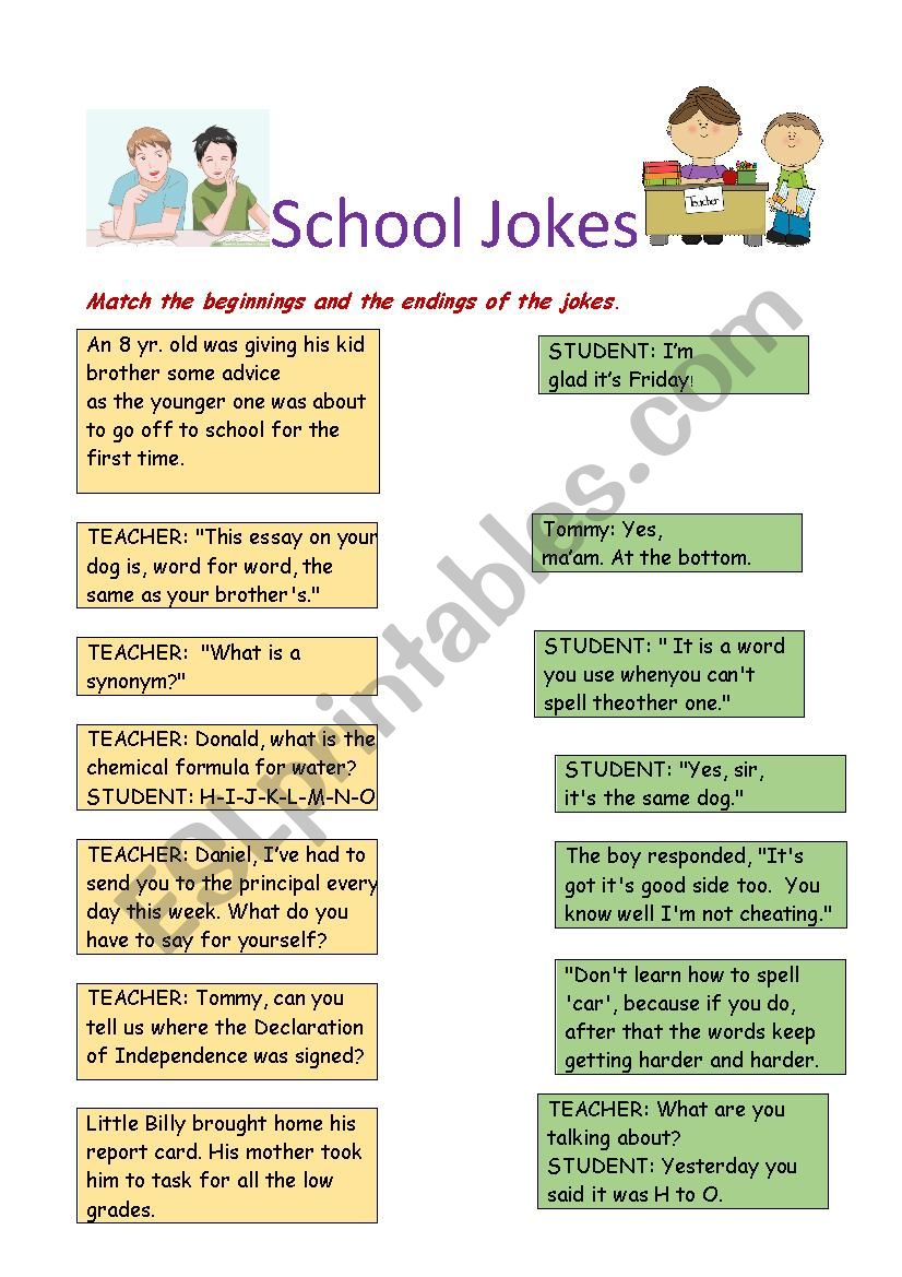 School Jokes worksheet