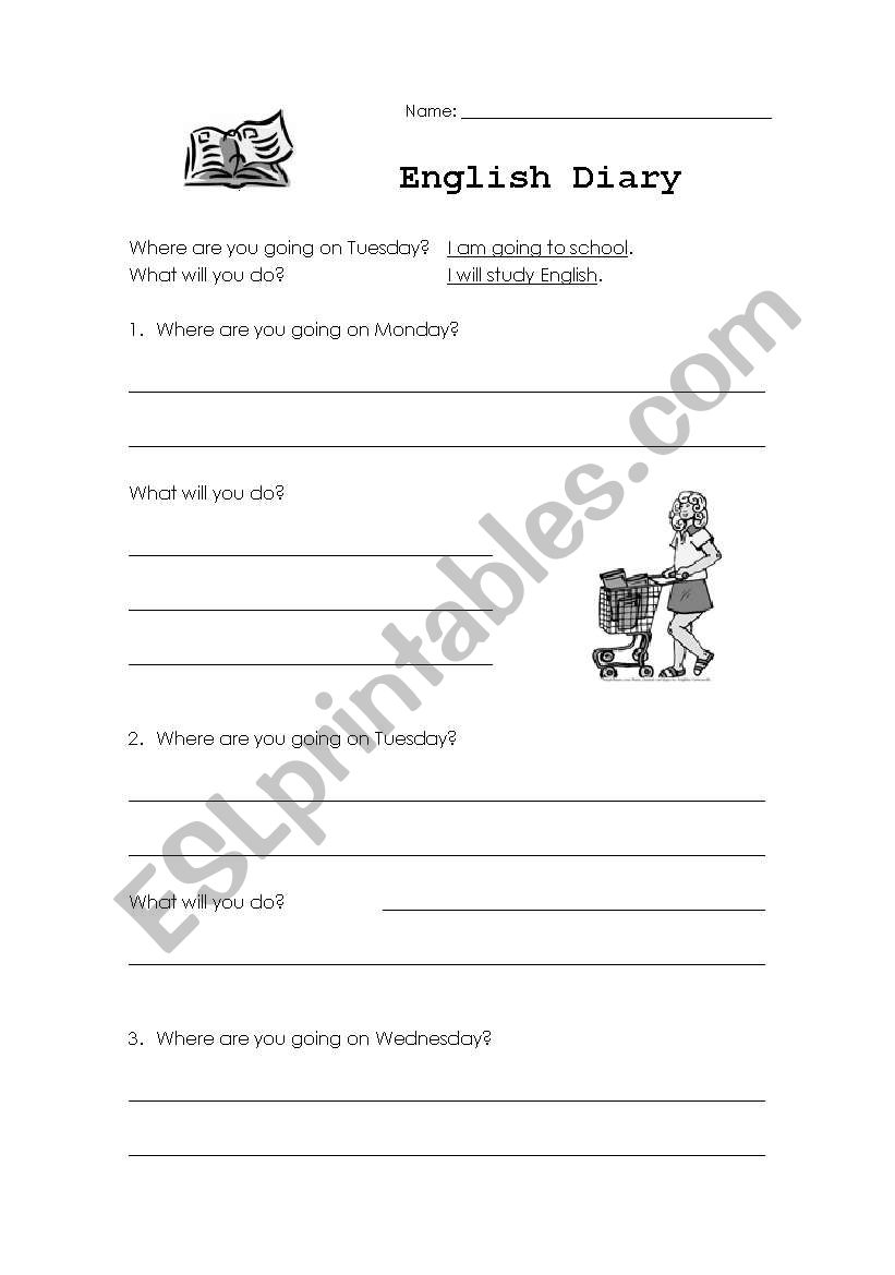 English Diary worksheet