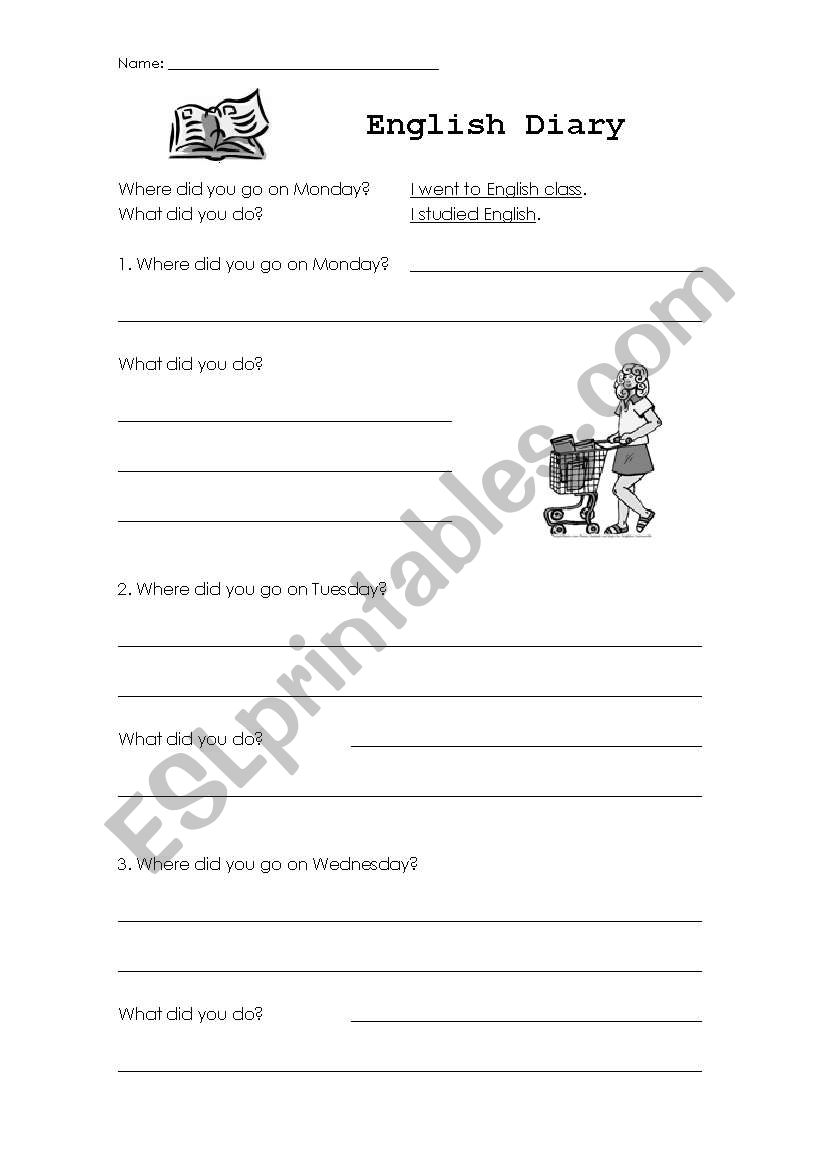 English Diary worksheet