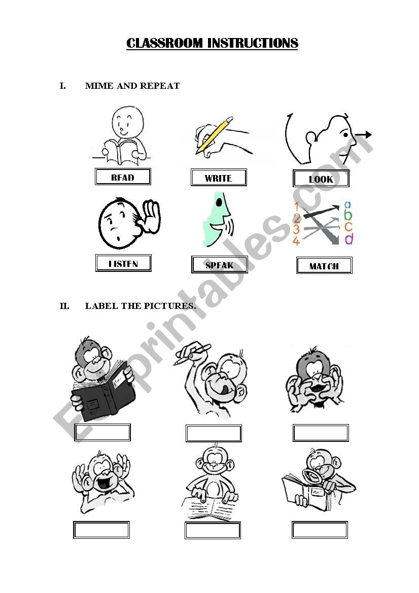 classroom language worksheet