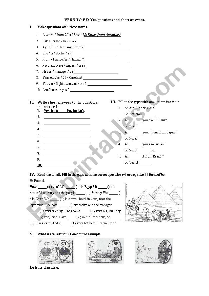 Questions with be worksheet
