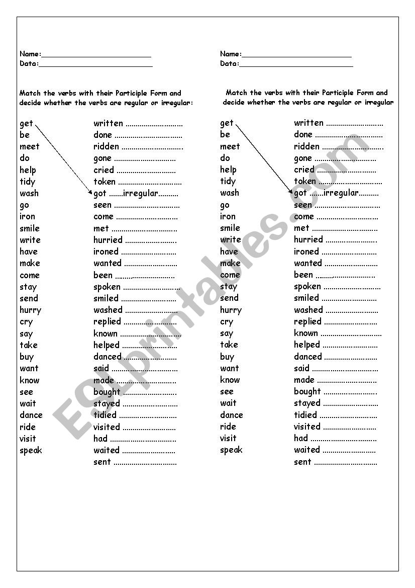 Past Participle worksheet