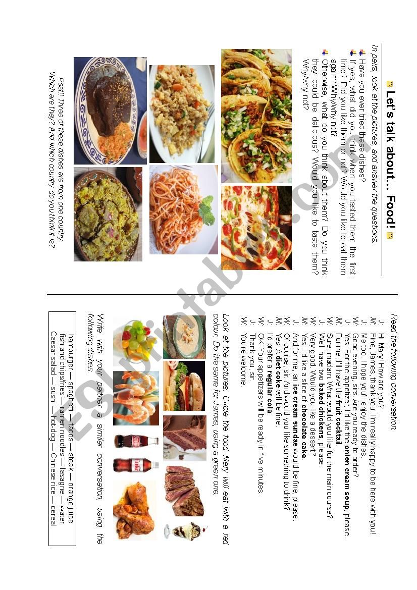 LetÂ´s talk about... Food! (Includes teacherÂ´s notes)