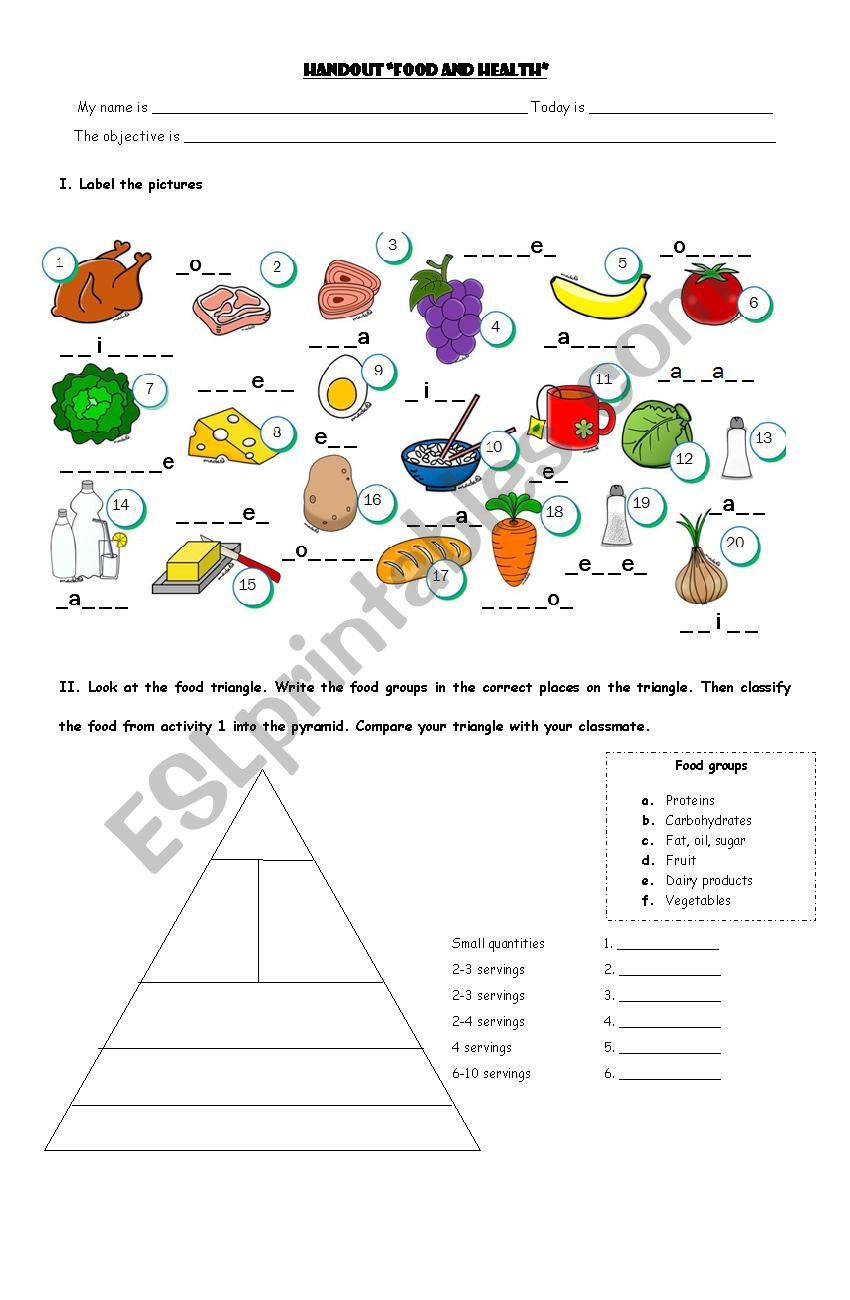 Food worksheet