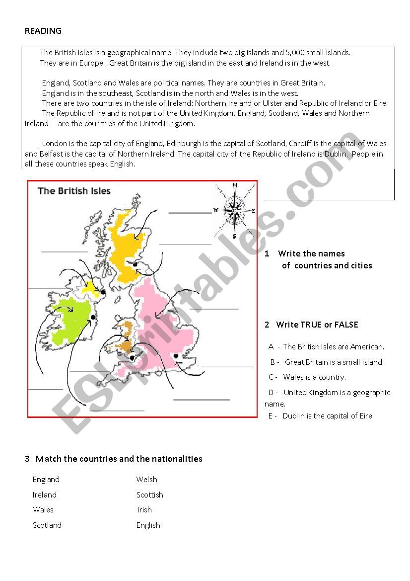 The British Isles worksheet