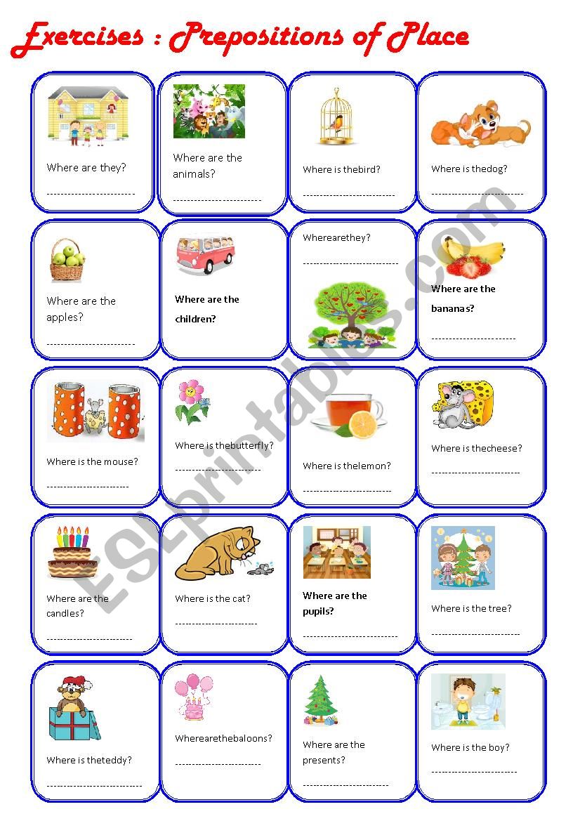 Prepositions of Place worksheet