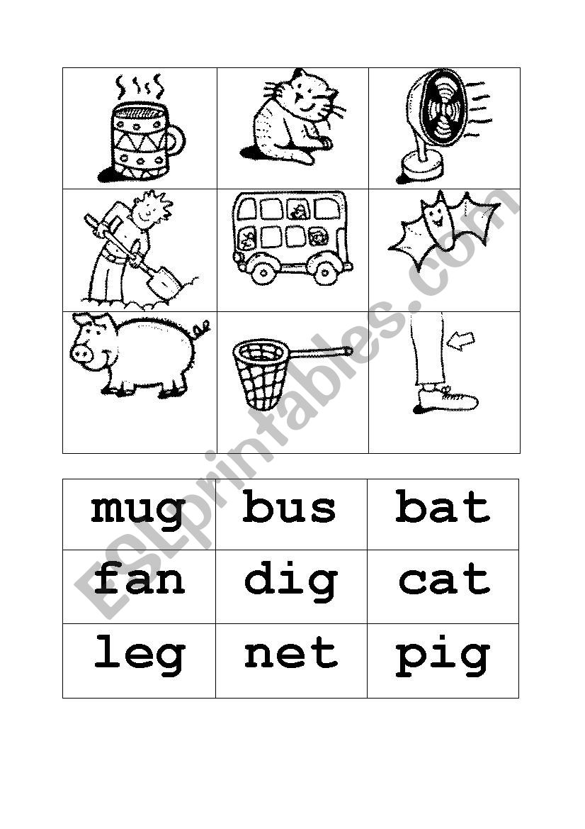 Matching CVC words and pictures
