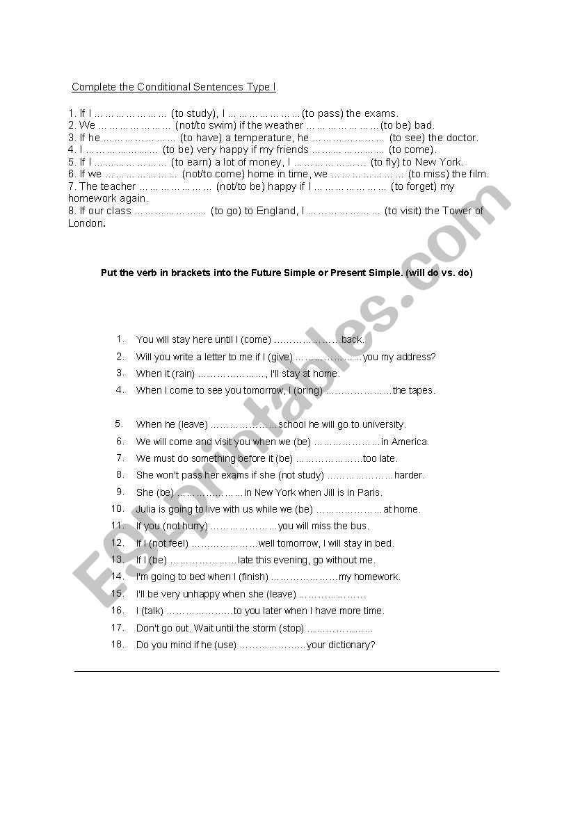 First Conditional worksheet