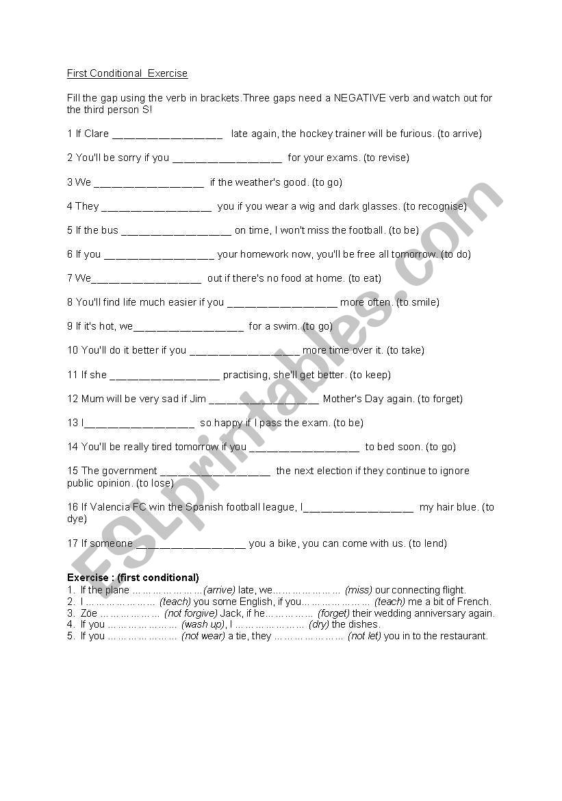 First conditional worksheet