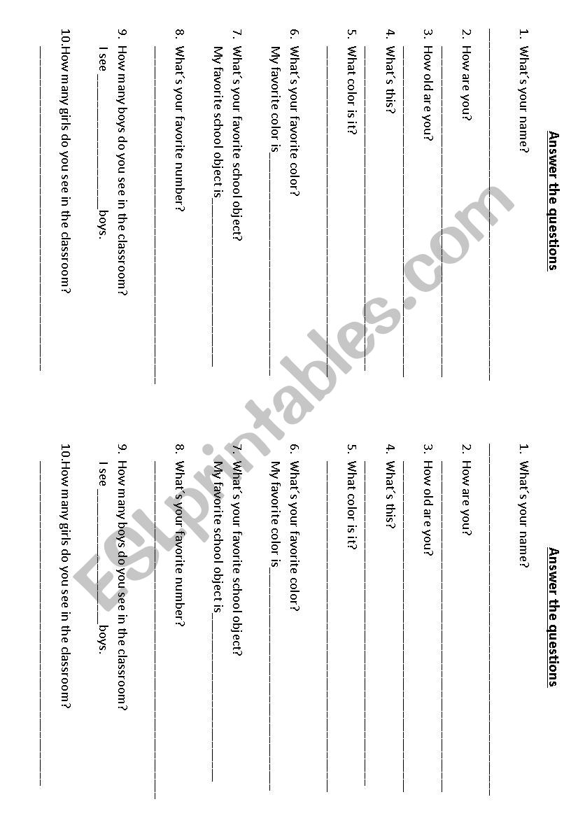 personal information questions