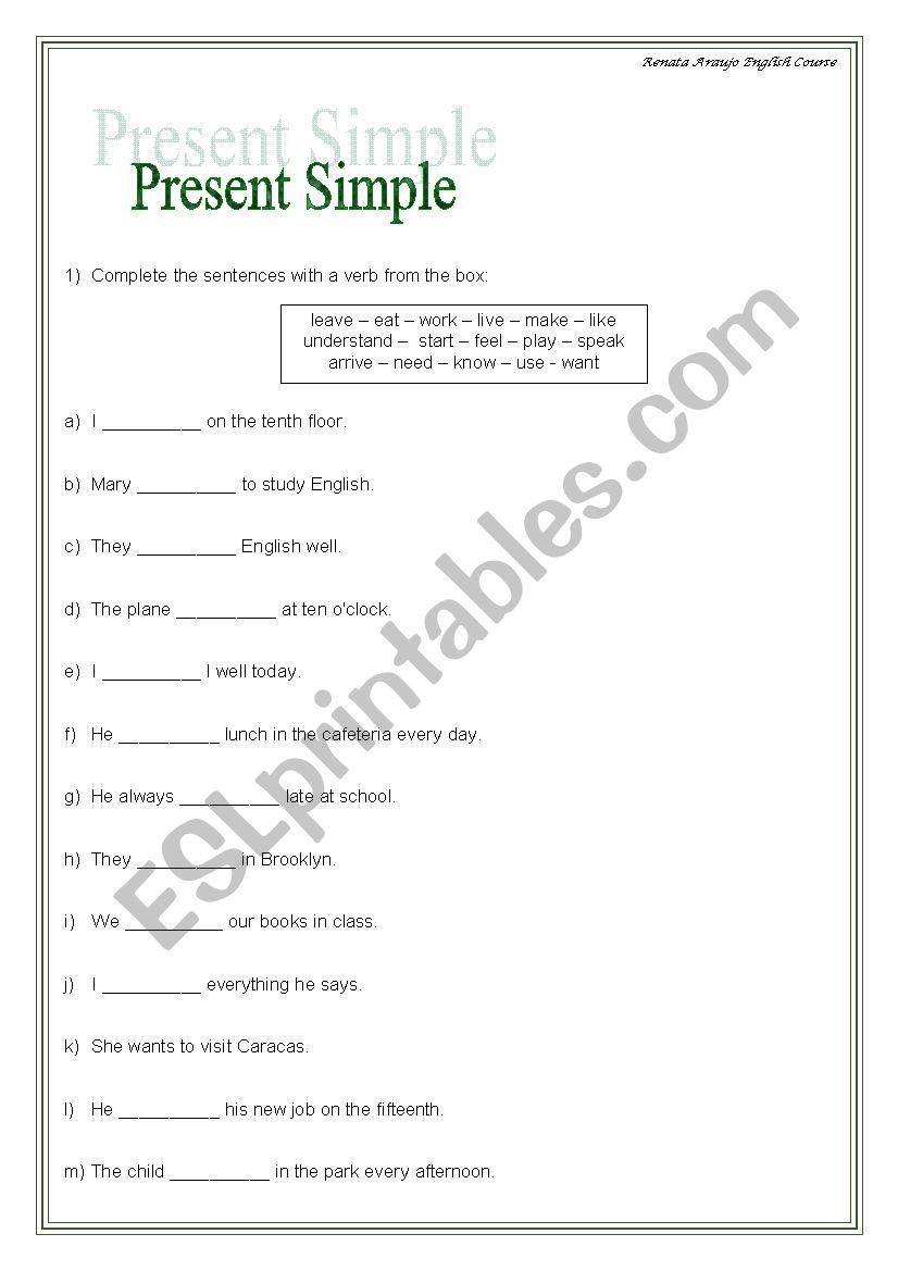 Present Simple worksheet