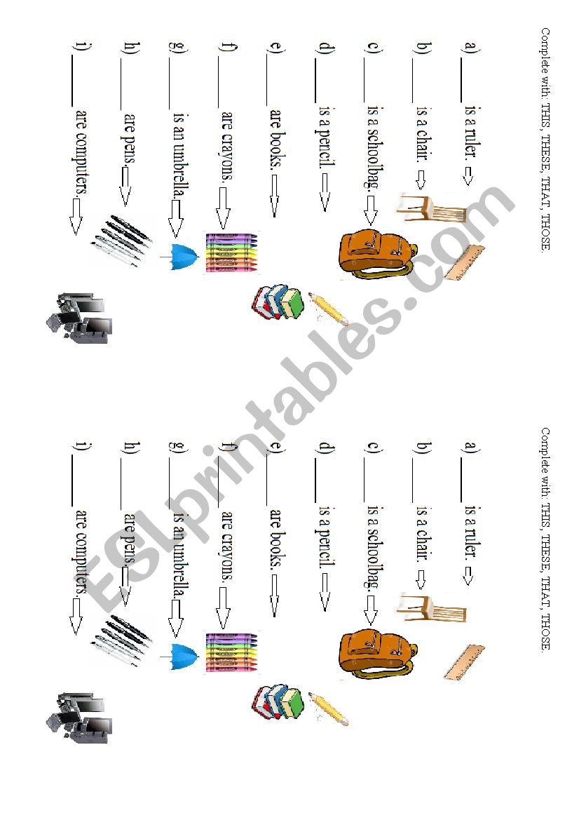 Demonstratives worksheet