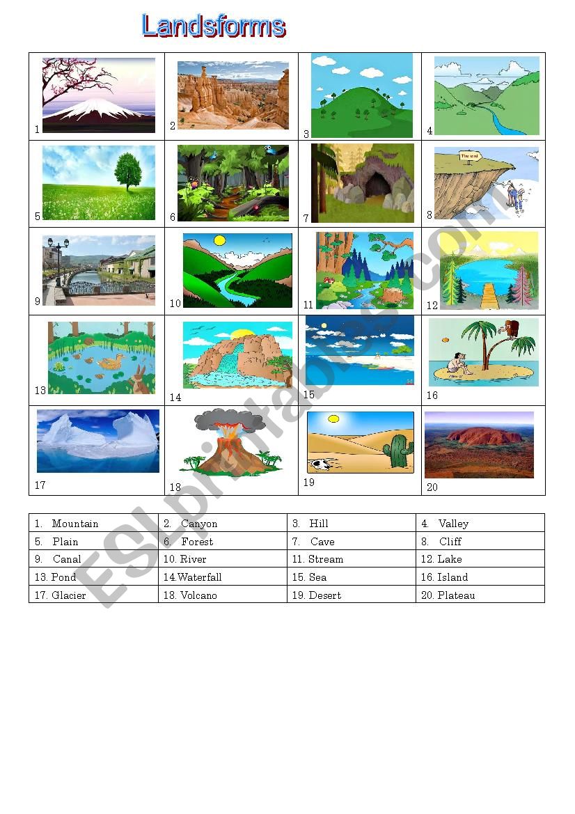 L4 1e English Worksheets Land