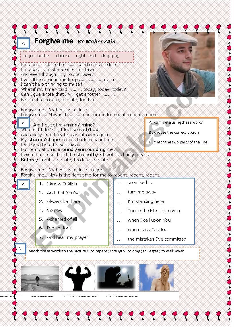 forgive me by maher zain worksheet