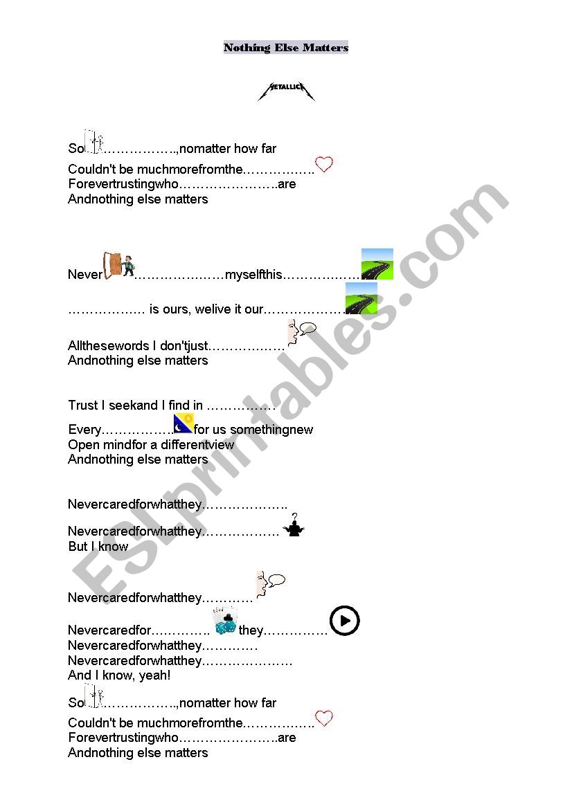 nothing else matters worksheet