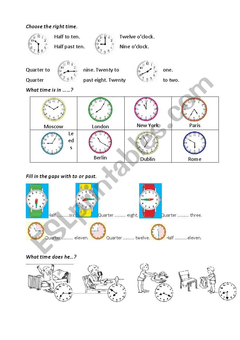 Tell the time worksheet