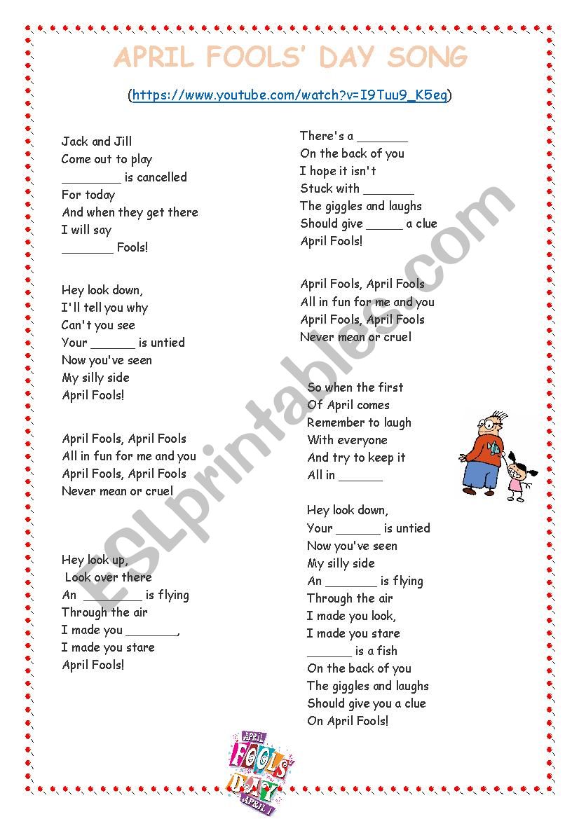 APRIL FOOLÂ´S DAY SONG worksheet