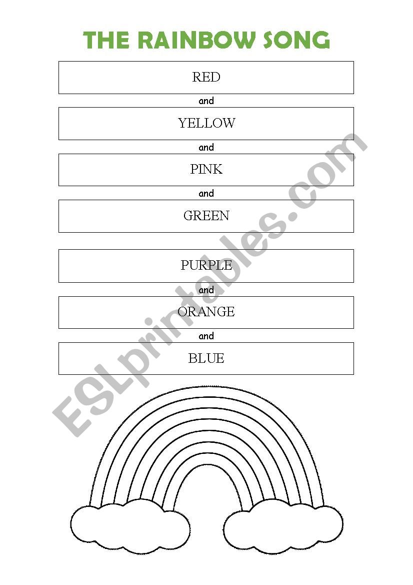 The rainbow song worksheet