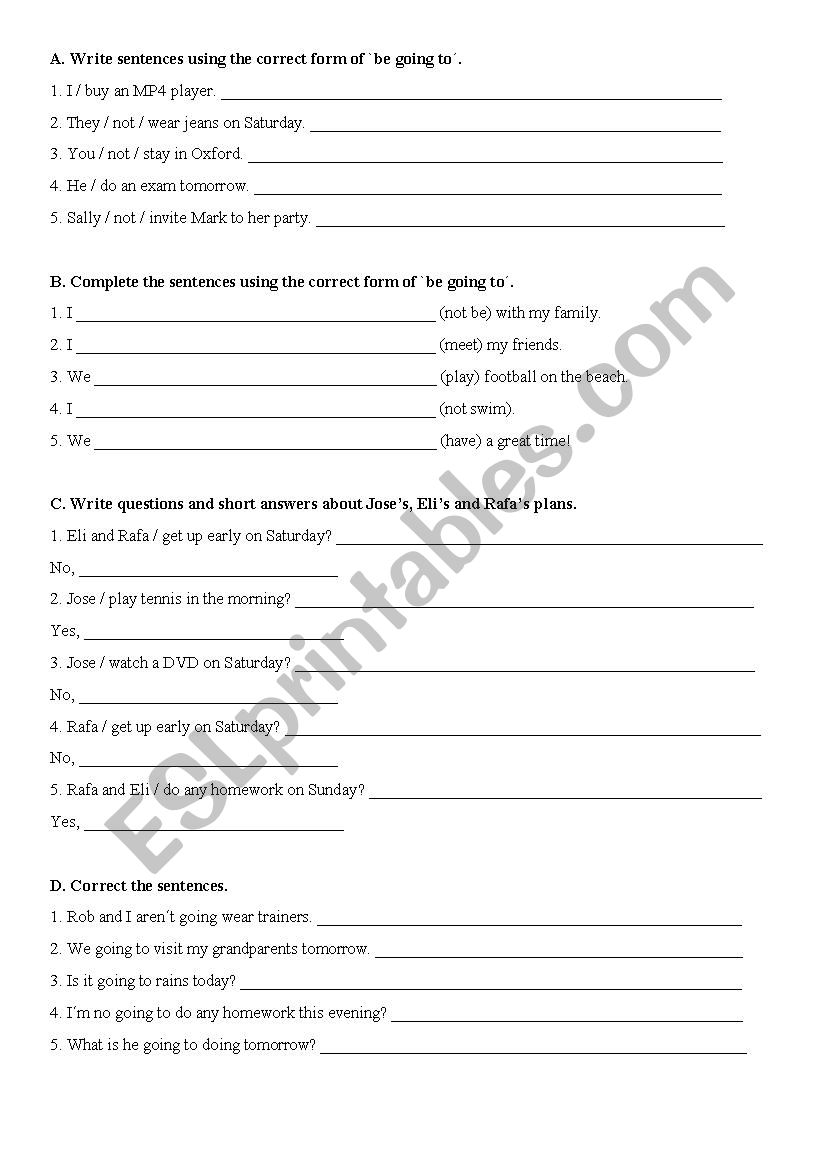 Be going to EXERCISES worksheet