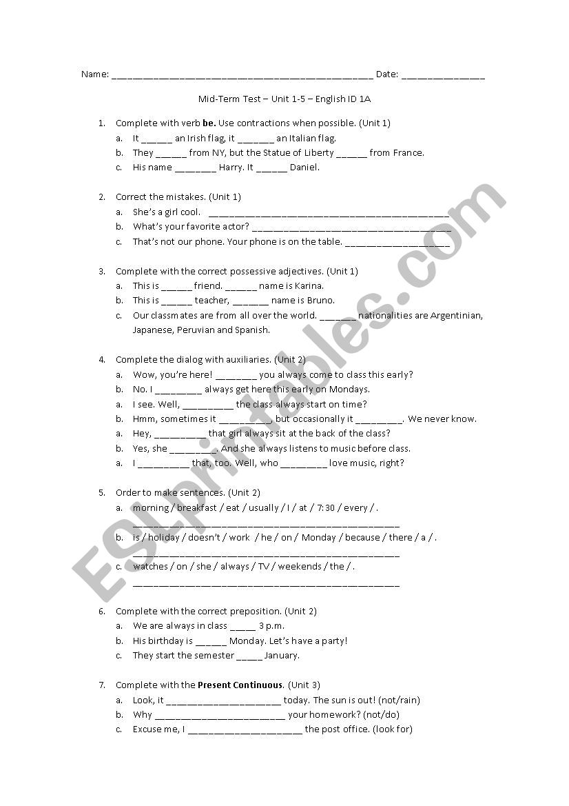 Basic Midterm worksheet