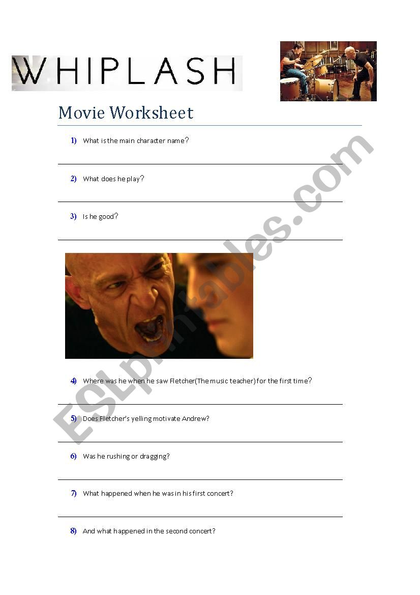 Whiplash- worksheet worksheet