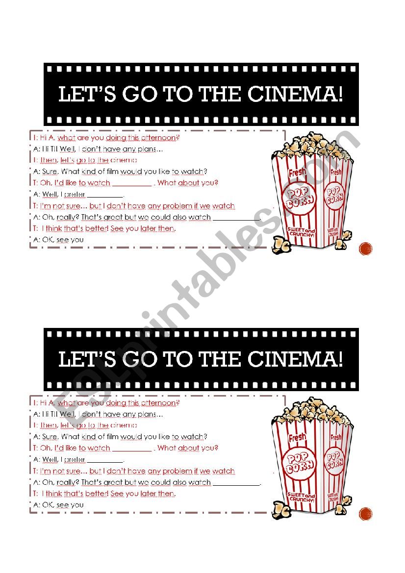 LETS GO TO THE CINEMA worksheet