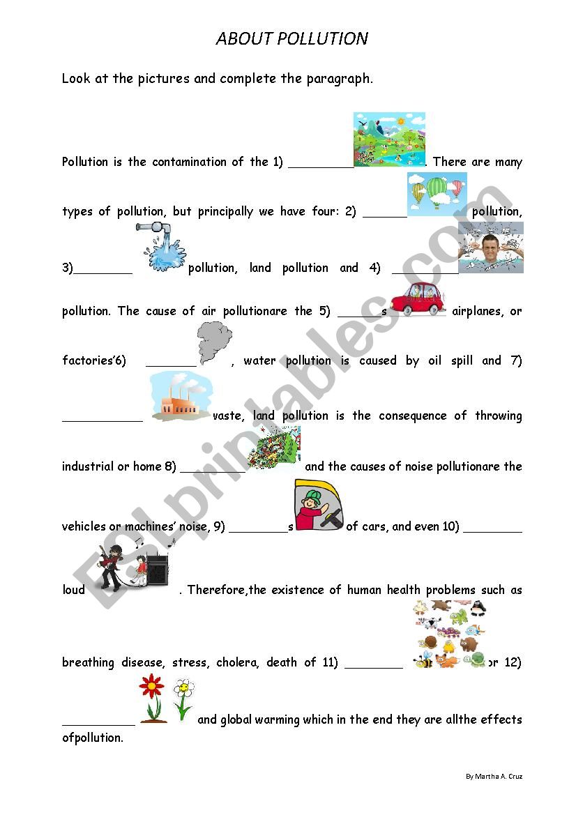 About Pollution worksheet