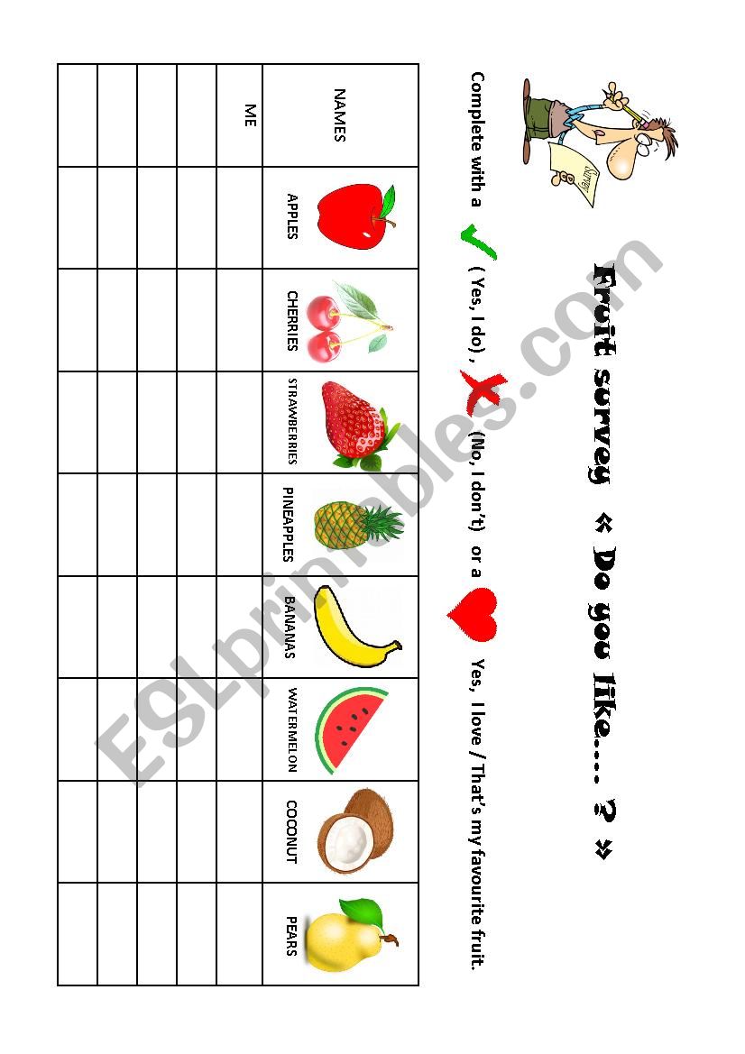 fruit survey worksheet