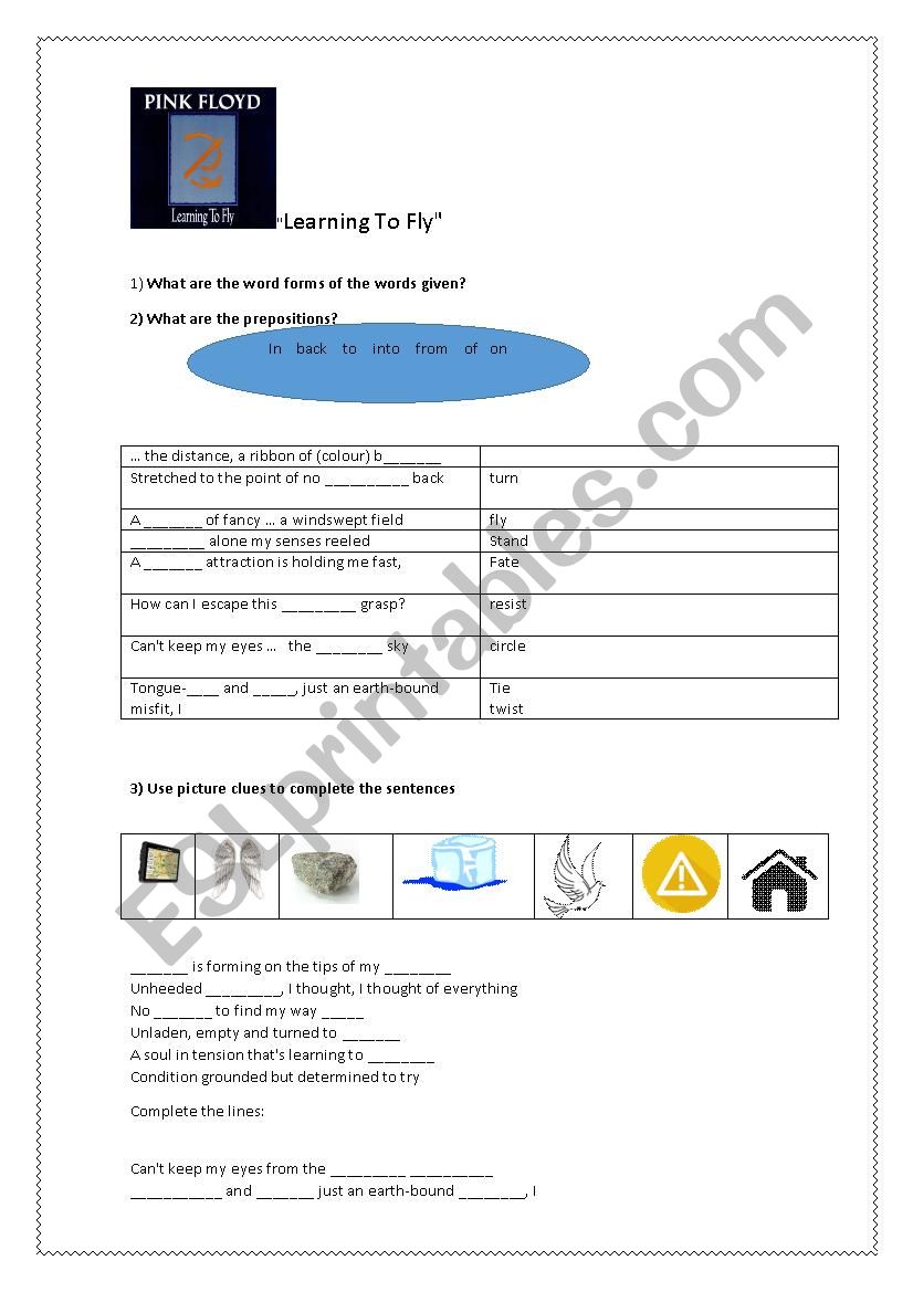 Learning to play Pink Floyd worksheet
