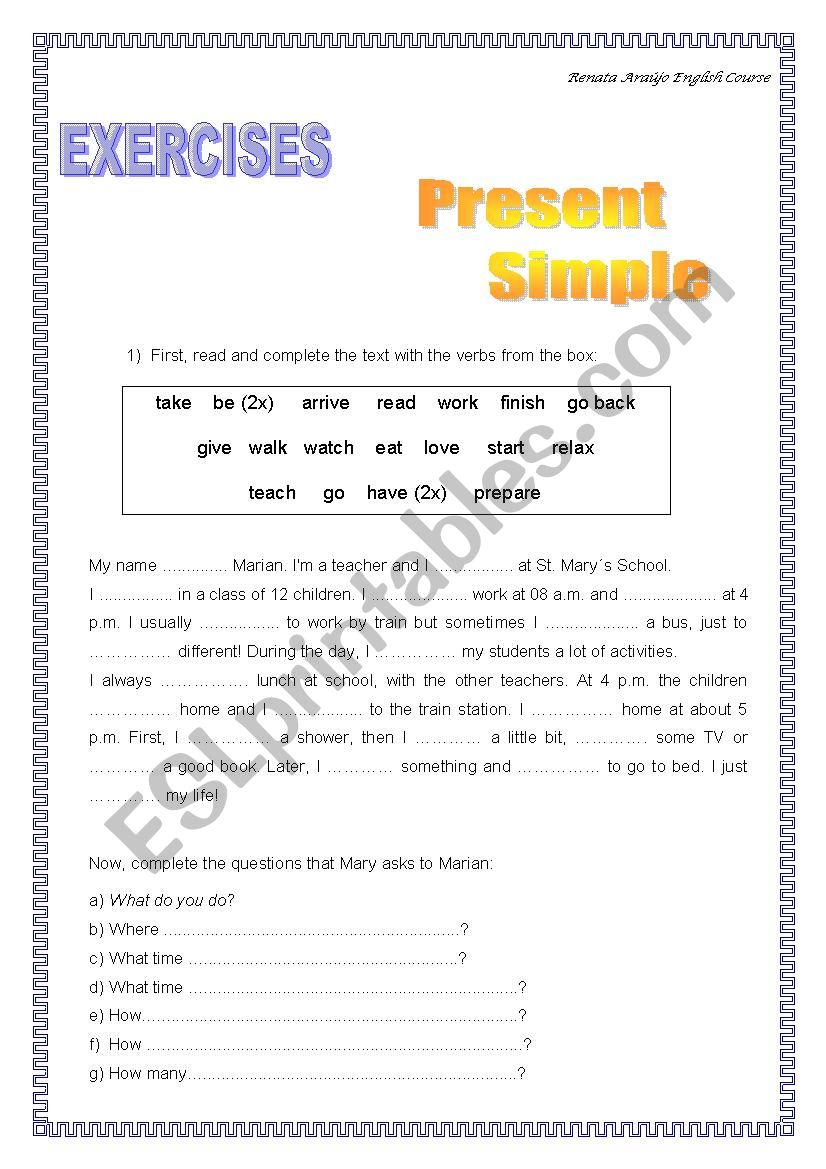 Present Simple worksheet