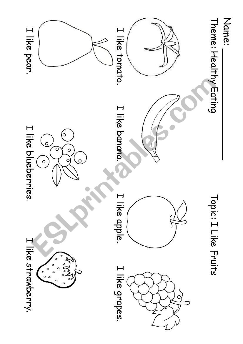 I Like Fruits worksheet