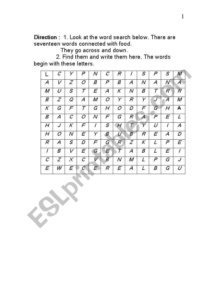 2 worksheets about food worksheet