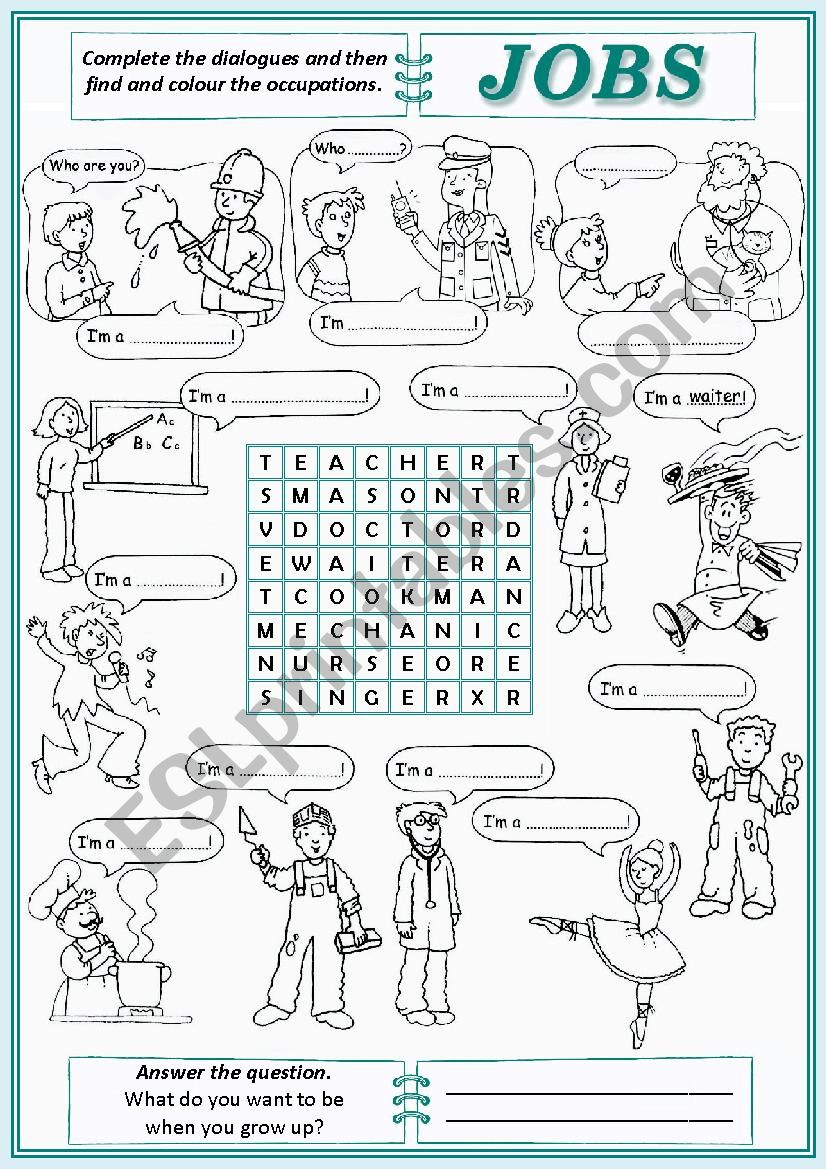 jobs word search esl worksheet by chiaretta