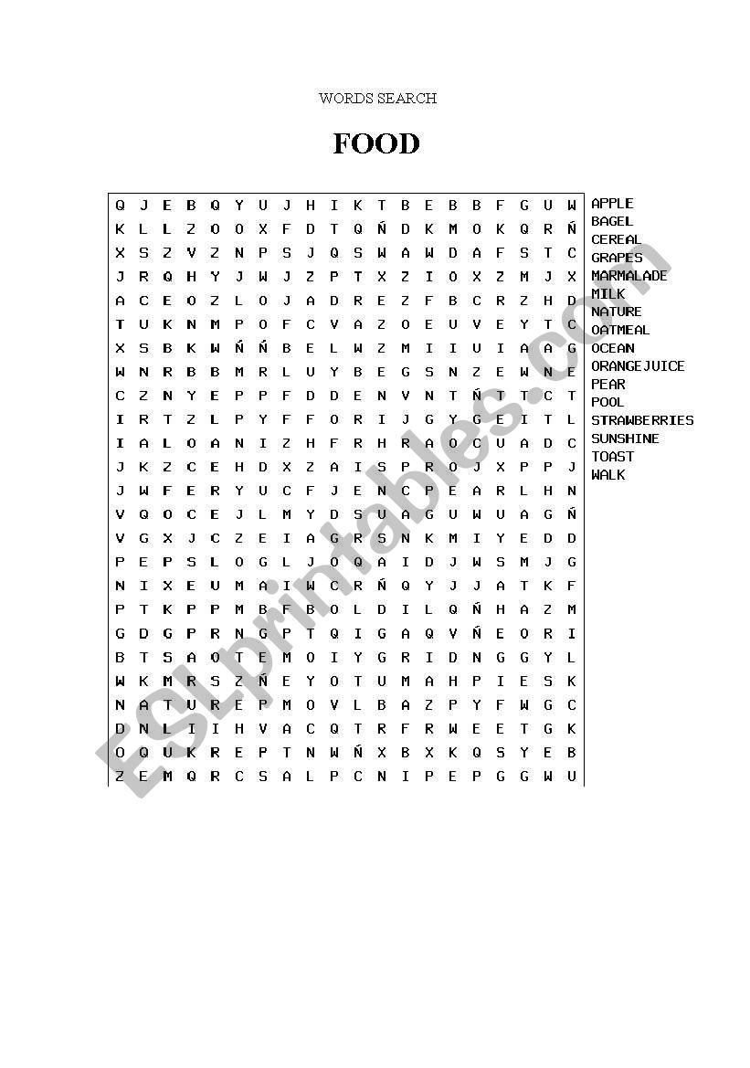 Words_Search_ Food worksheet
