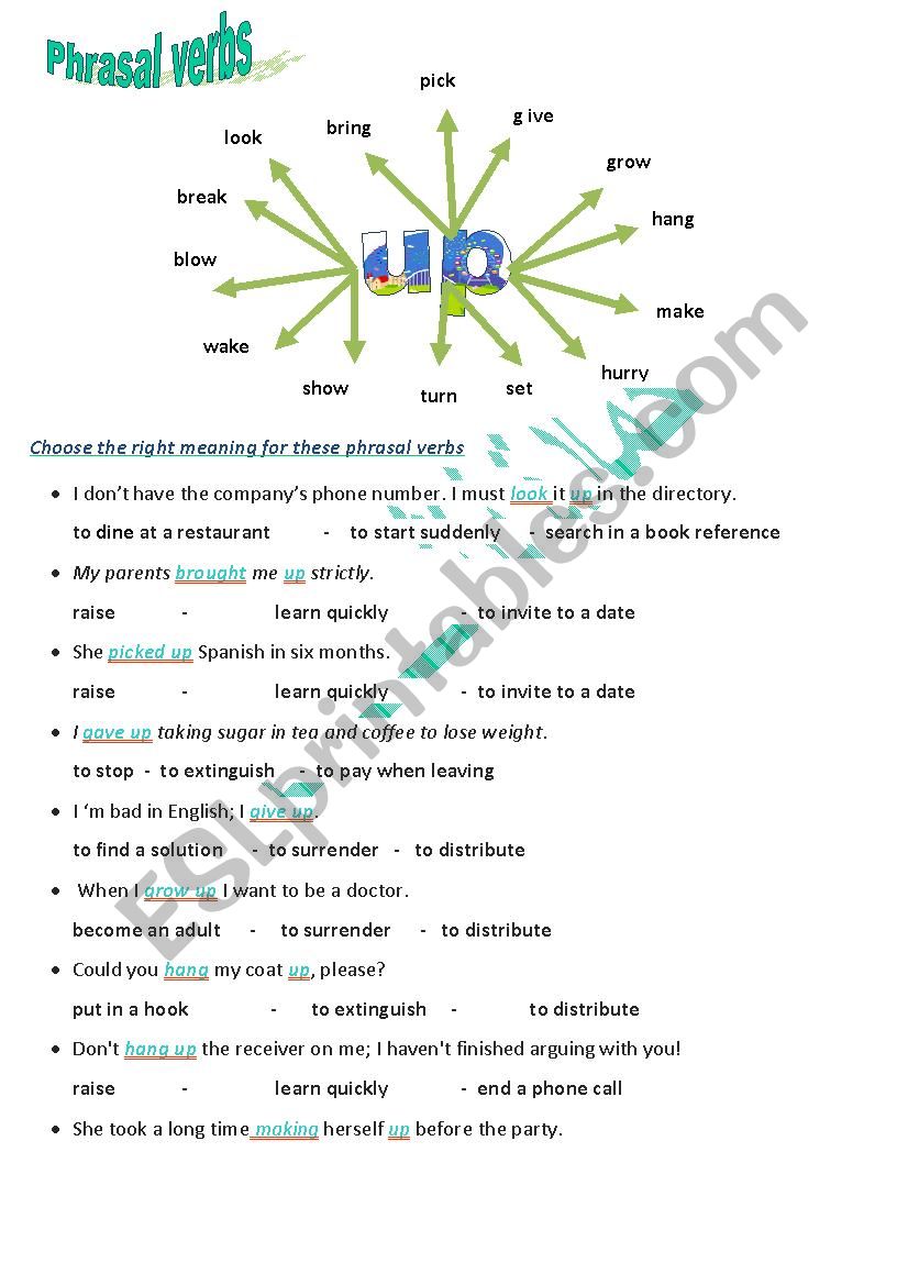 phrasal verbs worksheet