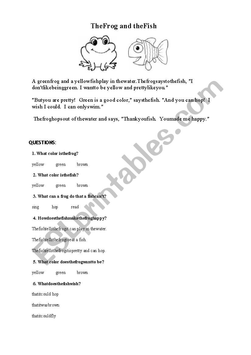 the frog worksheet